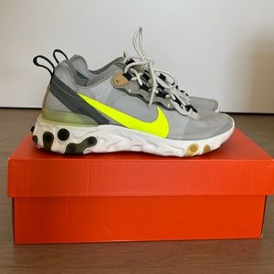 NIKE Grey & Khaki React Element 55 Sneakers